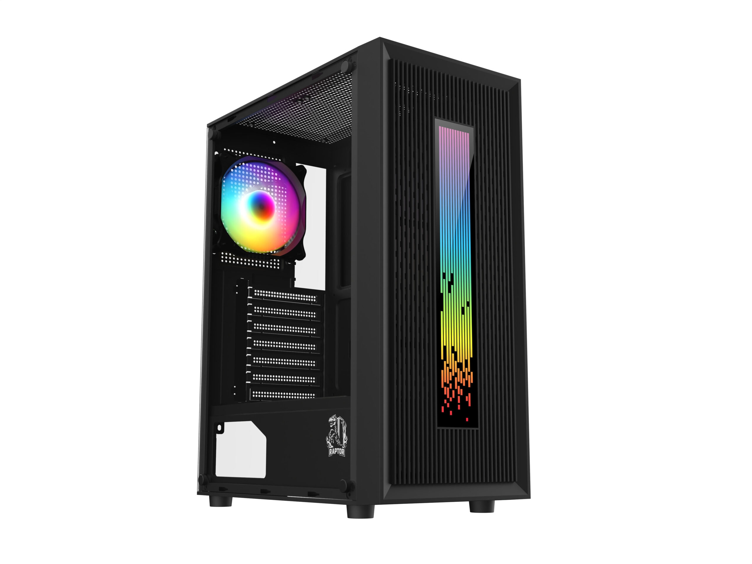 GABINETE RAPTOR VORTEX TG MID-TOWER RGB BACK FAN X1 + LED FRONT W/BUTTON CONTROL (6710)