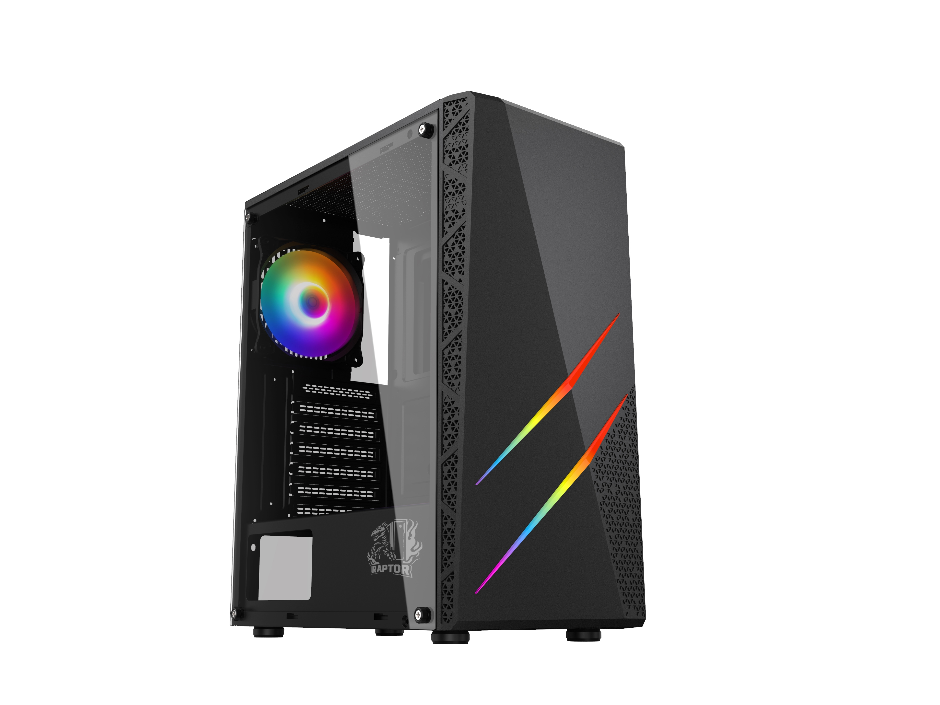 GABINETE RAPTOR BLAZE FORCE TG MID TOWER RGB FAN X1