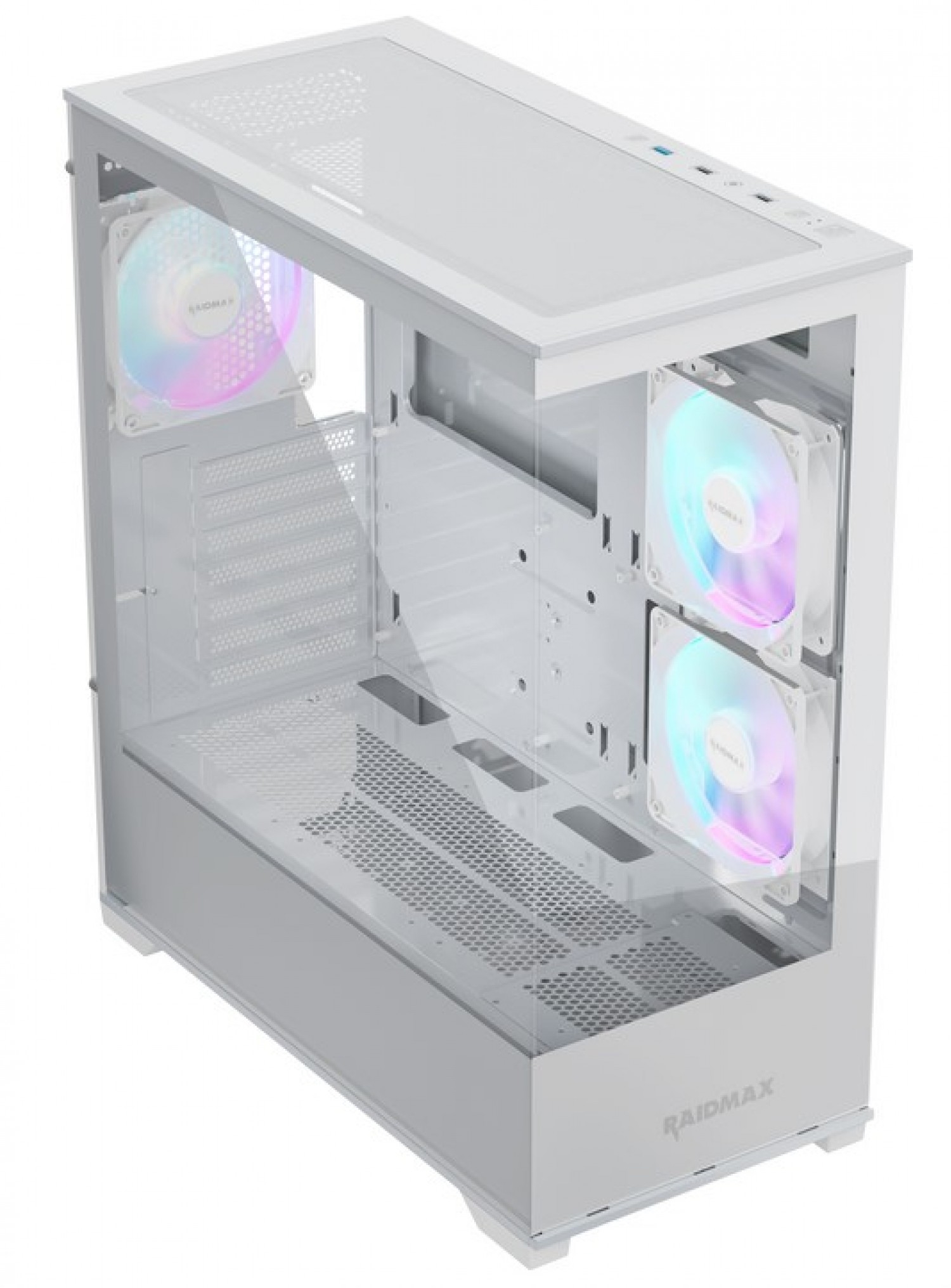 GABINETE GAMER RAIDMAX INFINITA I801 AIR WHITE FISHTANK ARGB TG